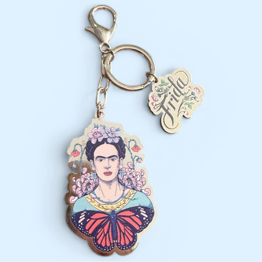 Mexican Artist Frida Kahlo Gold and Multicolor Keychain